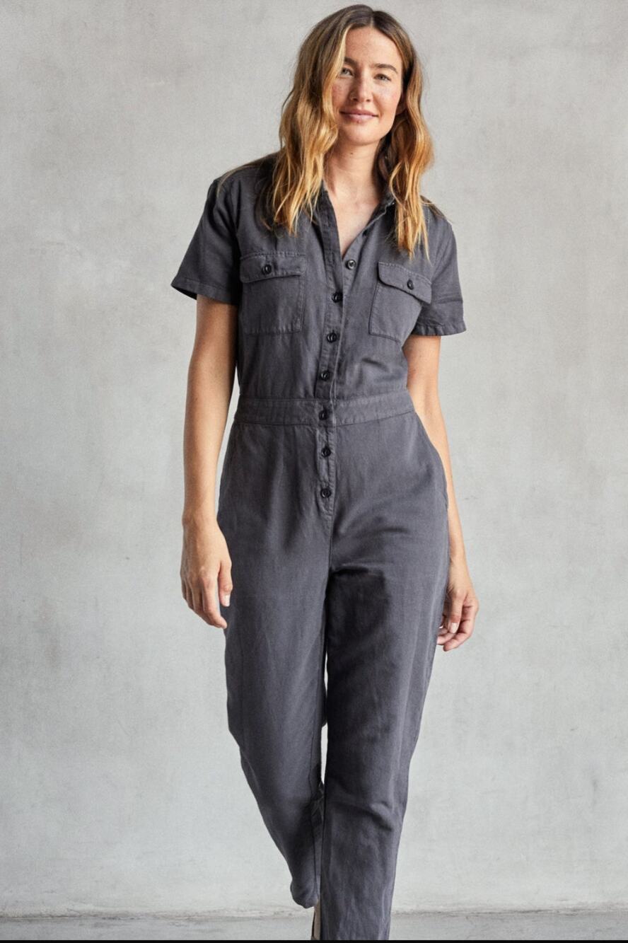 Outerknown Jumpsuit S.E.A. Size Small Gray Cotton Linen